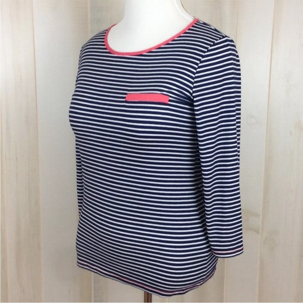 Anthropologie Robin K Women’s Striped Top Navy White Coral, Colorful, Large